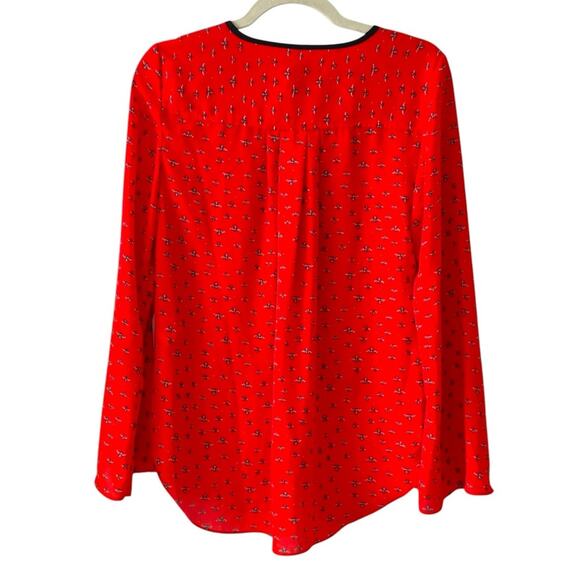 Libby Edelman Red Bee Print long sleeve Blouse | XS - Picture 3 of 4